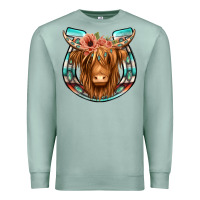 Seafoam highland cow serape floral headband horseshoe Premium Sweatshirt - Jasminsmagicworld