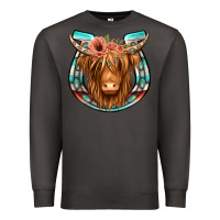 Smoke highland cow serape floral headband horseshoe Premium Sweatshirt - Jasminsmagicworld