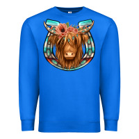 True Royal highland cow serape floral headband horseshoe Premium Sweatshirt - Jasminsmagicworld