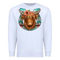White highland cow serape floral headband horseshoe Premium Sweatshirt - Jasminsmagicworld