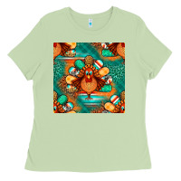 Thanksgiving  Turkey Seamless Pattern Ladies Tee | Teevron