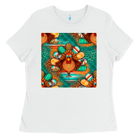 White thanksgiving  turkey seamless pattern Ladies Tee - BundleAndBundleShop