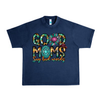 Navy Good Moms Say Bad Words Urban Heavy Tee - CowhideDigitalArt