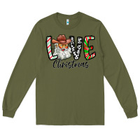 Army Green Love Christmas Santa Long Sleeve Tee - CowhideDigitalArt