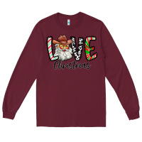 Burgundy Love Christmas Santa Long Sleeve Tee - CowhideDigitalArt