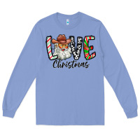 Colony Blue Love Christmas Santa Long Sleeve Tee - CowhideDigitalArt