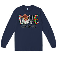 Navy Love Christmas Santa Long Sleeve Tee - CowhideDigitalArt