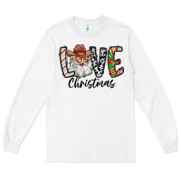 White Love Christmas Santa Long Sleeve Tee - CowhideDigitalArt