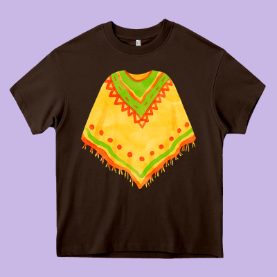Mexican Poncho Fa Element Heavy Core Tee Designed By Fadigitalartstudio