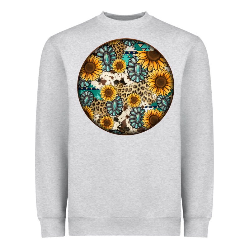 Western Pattern Circle Earrings Heavyweight Sweatshirt by Jasminsmagicworld | Teevron