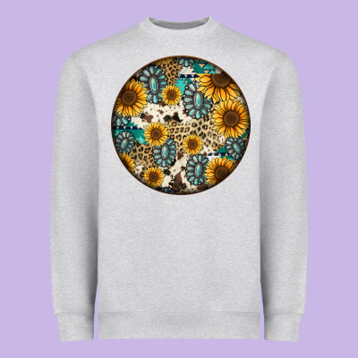 Western Pattern Circle Earrings Heavyweight Sweatshirt Designed By Jasminsmagicworld