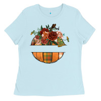 Baby Blue customize floral pumpkin Ladies Tee - BundleAndBundleShop