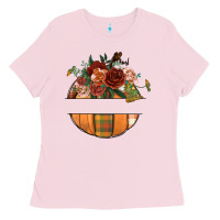Bubblegum Pink customize floral pumpkin Ladies Tee - BundleAndBundleShop