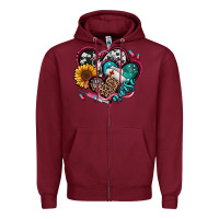 Burgundy nurse hearts Zipper Hoodie - Jasminsmagicworld