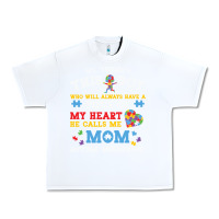 White LIL Autism Mom Urban Heavy Tee - CowhideDigitalArt