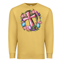 Antique Gold Cross With Floral Wreath And Easter Eggs Premium Sweatshirt - RanaPortraitStore