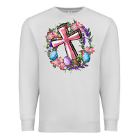 Dove Grey Cross With Floral Wreath And Easter Eggs Premium Sweatshirt - RanaPortraitStore