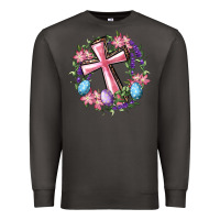 Smoke Cross With Floral Wreath And Easter Eggs Premium Sweatshirt - RanaPortraitStore