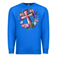 True Royal Cross With Floral Wreath And Easter Eggs Premium Sweatshirt - RanaPortraitStore