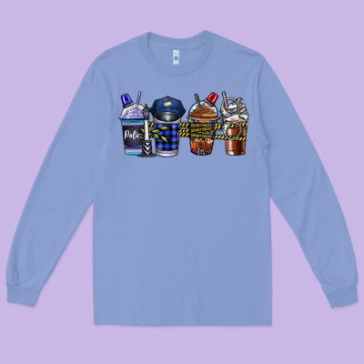 Police Coffee Long Sleeve Tee Designed By Cowhidedigitalart