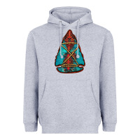 Heather Grey turquoise glitter aztec arrowhead Heavyweight Hoodie - Jasminsmagicworld