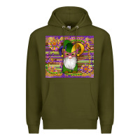 Army Green mardi gras gnomes mask serape sunflowers Premium Hoodie - Artiststas