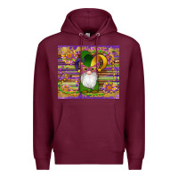 Burgundy mardi gras gnomes mask serape sunflowers Premium Hoodie - Artiststas