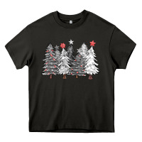 Asphalt black and white christmas trees with lights Heavy Core Tee - FaDigitalArtStudio