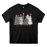 Black black and white christmas trees with lights Heavy Core Tee - FaDigitalArtStudio
