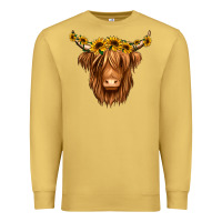 Antique Gold sunflower headband highland cow Premium Sweatshirt - Jasminsmagicworld
