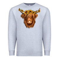 Heather Grey sunflower headband highland cow Premium Sweatshirt - Jasminsmagicworld