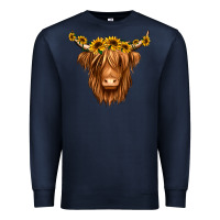 Navy sunflower headband highland cow Premium Sweatshirt - Jasminsmagicworld