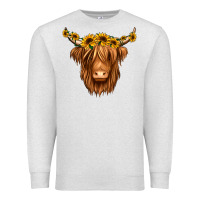 Oatmeal Heather sunflower headband highland cow Premium Sweatshirt - Jasminsmagicworld