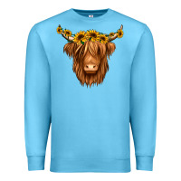 Ocean Blue sunflower headband highland cow Premium Sweatshirt - Jasminsmagicworld
