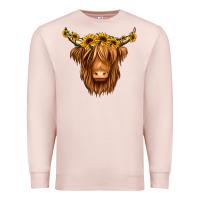 Pale Pink sunflower headband highland cow Premium Sweatshirt - Jasminsmagicworld