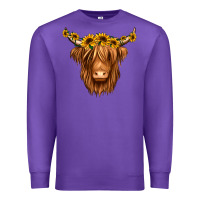 Purple sunflower headband highland cow Premium Sweatshirt - Jasminsmagicworld