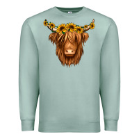 Seafoam sunflower headband highland cow Premium Sweatshirt - Jasminsmagicworld