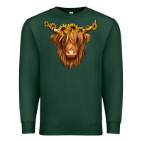 Sports Green sunflower headband highland cow Premium Sweatshirt - Jasminsmagicworld