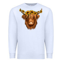 White sunflower headband highland cow Premium Sweatshirt - Jasminsmagicworld