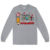 Heather Grey Santa Favorite Teacher Long Sleeve Tee - CowhideDigitalArt