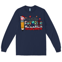 Navy Santa Favorite Teacher Long Sleeve Tee - CowhideDigitalArt