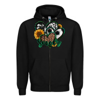 Black soccer hearts Zipper Hoodie - Jasminsmagicworld