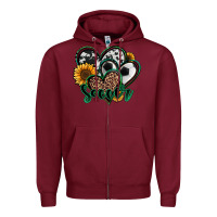 Burgundy soccer hearts Zipper Hoodie - Jasminsmagicworld