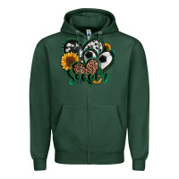 Sports Green soccer hearts Zipper Hoodie - Jasminsmagicworld