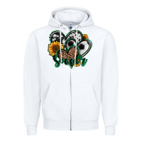 White soccer hearts Zipper Hoodie - Jasminsmagicworld