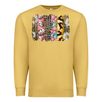 Antique Gold Easter Brushstroke With Quail Eggs Daisy And Bunny Premium Sweatshirt - RanaPortraitStore