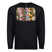 Black Easter Brushstroke With Quail Eggs Daisy And Bunny Premium Sweatshirt - RanaPortraitStore
