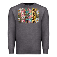Charcoal Heather Easter Brushstroke With Quail Eggs Daisy And Bunny Premium Sweatshirt - RanaPortraitStore