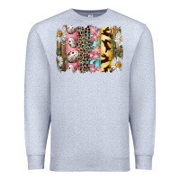 Heather Grey Easter Brushstroke With Quail Eggs Daisy And Bunny Premium Sweatshirt - RanaPortraitStore