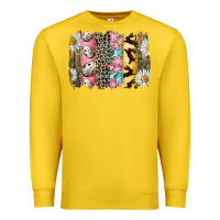 Lemon Easter Brushstroke With Quail Eggs Daisy And Bunny Premium Sweatshirt - RanaPortraitStore